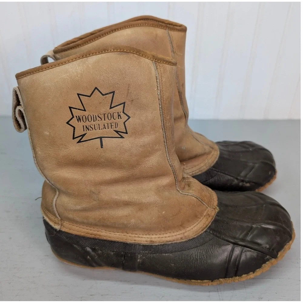 Woodstock Insulated Steel Shank Boots Tan Leather Brown Thinsulate Men's Size 10